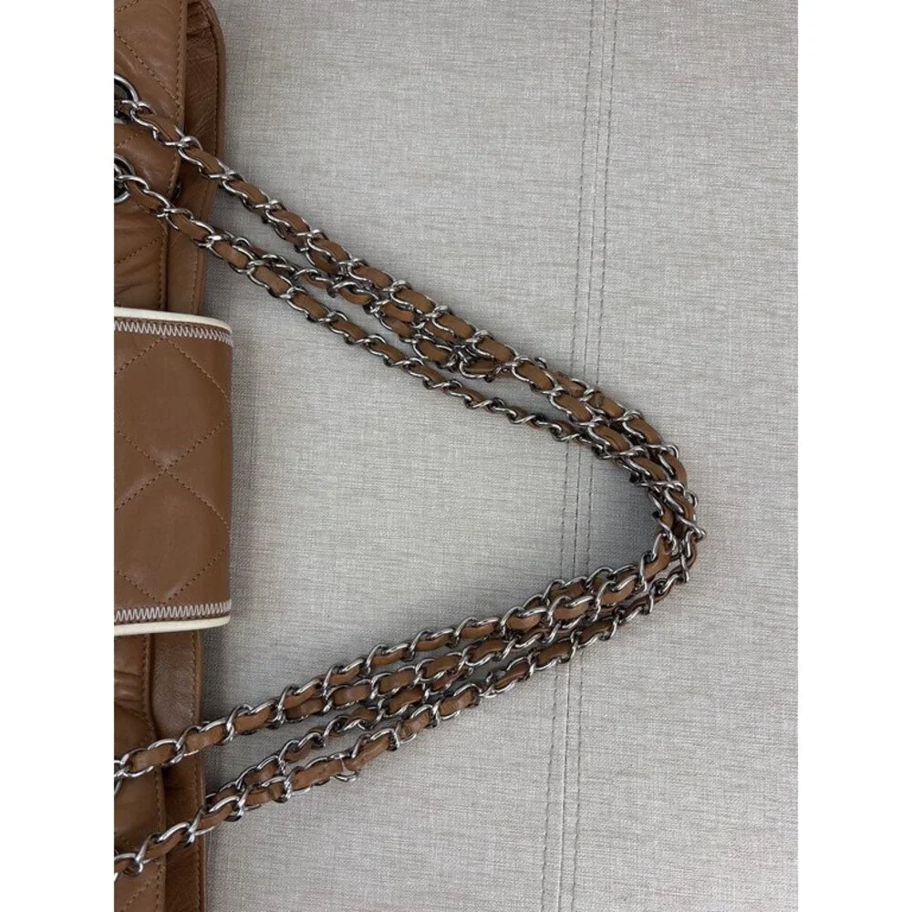 CHANEL Camel Aged Calfskin Reissue Shopping Tote Large SHW